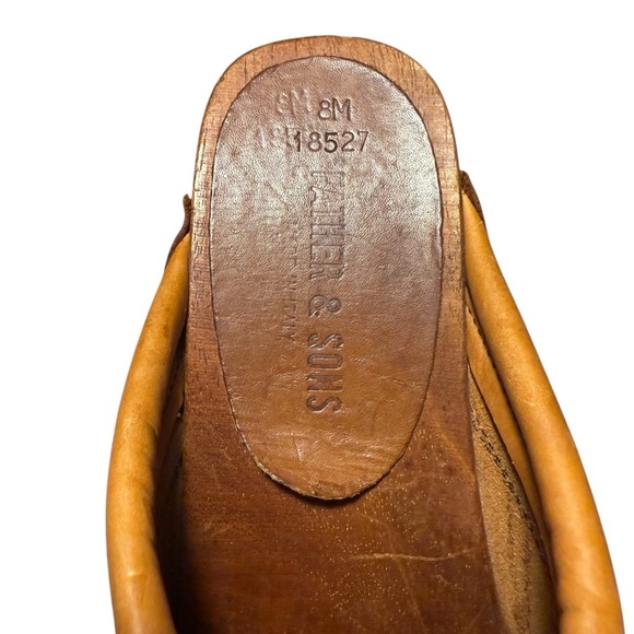 Vintage Father & Son Valleria Cognac Brown Leather Clog Heeled for Women Size 8 - Picture 4 of 10